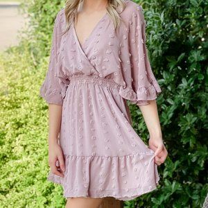 Enchanting Evening Mauve Swiss Dot Dress